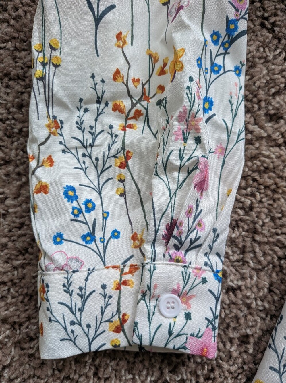 Floral Wildflower Button Up Blouse Women's Large - Picture 6 of 9